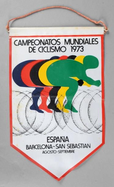 null Fanion des Championnats du Monde 1973 de cyclisme en Espagne. Dim. 16 x 25 ...