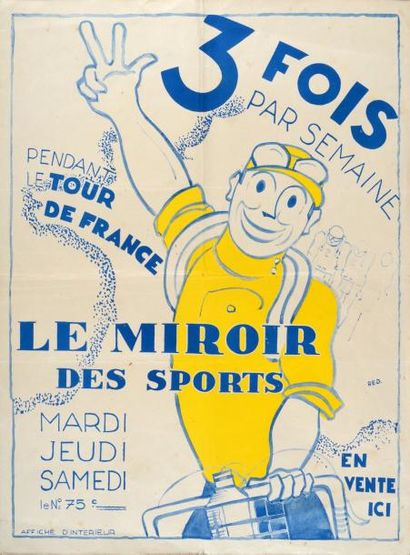 null Affiche d'interieur pour la revue Miroir des Sports. Illustrée par Red. Circa...