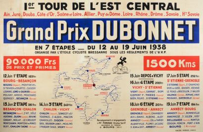 null Affiche du 1er tour de l'Est Central «Grand Prix Dubonnet». Course en 7 étapes...