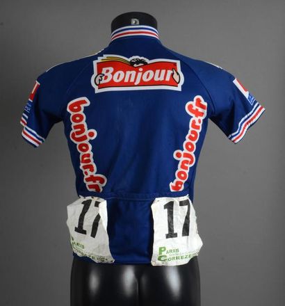 null Maillot avec liserés tricolore porté par Didier Rous avec l'équipe Bonjour sur...