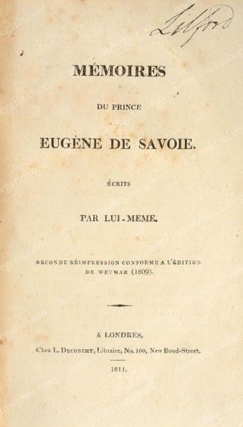 null [Prince Eugene de Savoie]. Un ensemble de 5 ouvrages: Elogio storico del principe...