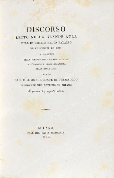 STRASSOLDO Giulio Discorso letto nella grande aula dell'Imperiale Regio Palazzo delle...