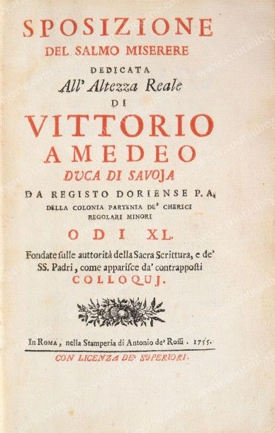 [Dall' ASTE Bernardino] Sposizione del salmo miserere. Publié à Rome, dans l'imprimerie...