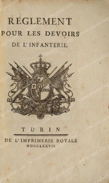 null [INFANTERIE]. Règlement pour les devoirs de l'infanterie, Turin, par l'imprimerie...