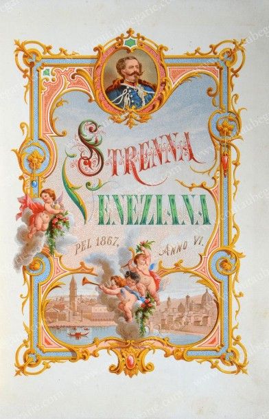 null [VENISE]. Strenna Veneziana, pel 1867, Venise, 1866. Grand in-4°, doré sur tranches,...