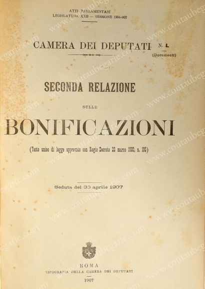 null CAMERA DEI DEPUTATI. Seconda relazione sulle bonificazioni, Rome, 1907, doré...