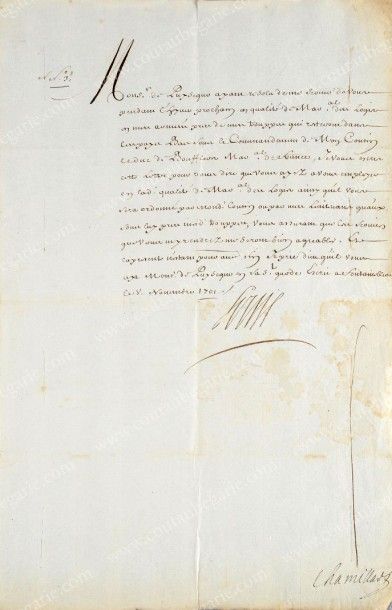 LOUIS XIV, roi de France (1649-1686) Lettre de service signée Louis, le 8 novembre...