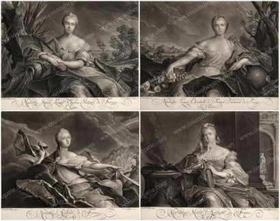 null FILLES DU ROI LOUIS XV. Ensemble de quatre gravures anciennes, signées J. S....