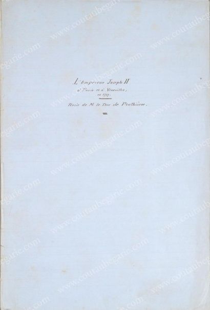 [PENTHIEVRE duc de, Louis-Jean-Marie de Bourbon (1725-1793)] Copie manuscrite rédigée...