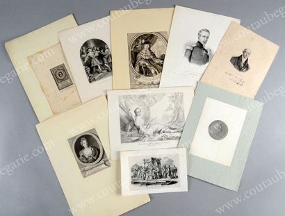 null FAMILLE ROYALE DE FRANCE. Ensemble de neuf gravures et lithographies anciennes,...