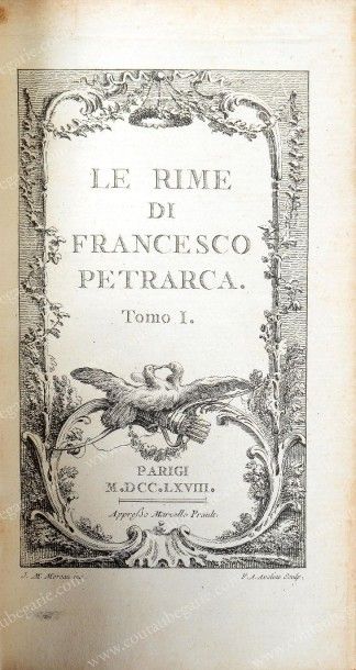 PETRARCA Francesco Le Rime, publié à Paris, chez Marcello Prault, 1768, 2 volumes,...