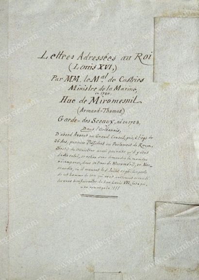 HUE DE MIROMESNIL Arnaud (1723-1796) Ministre de la Marine. Ensemble composé de 42...