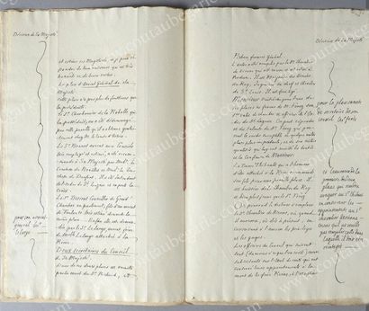 null MAISON DE LA REINE. Document manuscrit de 7 pages, in-folio, intitulé «Le 12...