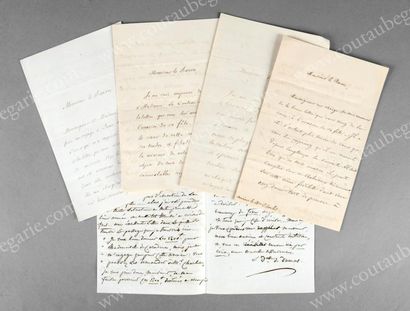 CHARLET Theodore Baron (1785-1859) Lot de cinq lettres autographes envoyées au baron...