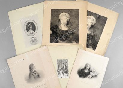 DUC ET DUCHESSE DE BERRY Ensemble de six gravures et lithographies anciennes: représentant...