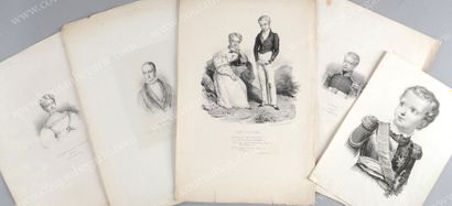 HENRI, DUC DE BORDEAUX (1820-1883) Ensemble de cinq gravures et lithographies anciennes,...