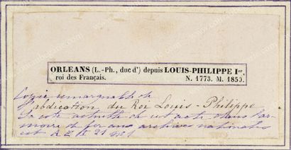 LOUIS-PHILIPPE, ROI DES FRANÇAIS Copie manuscrite de l'acte d'abdication, rédigé...
