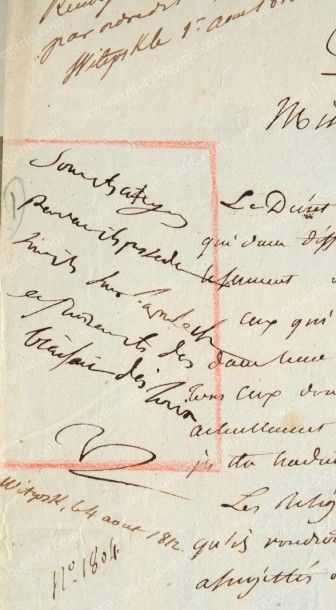 NAPOLEON Ier, empereur des Francais Lettre manuscrite, portant une annotation autographe...
