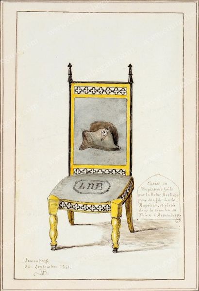 BEAUCHESNE Alcide Vicomte de (1804-1873) Chaise faite par la reine Hortense pour...