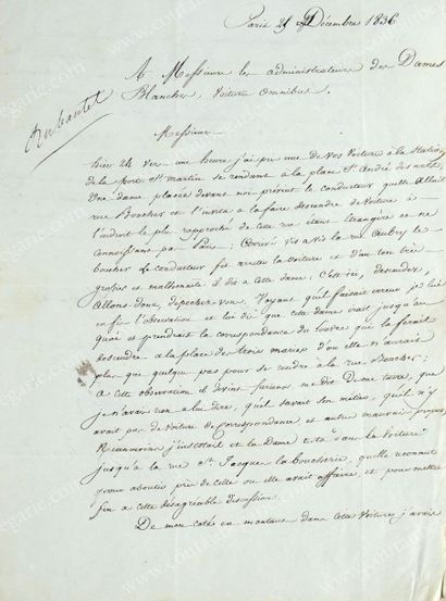 VIDOCQ Francois-Eugene (1775-1838) Lettre manuscrite signée Vidocq adressée à «Messieurs...