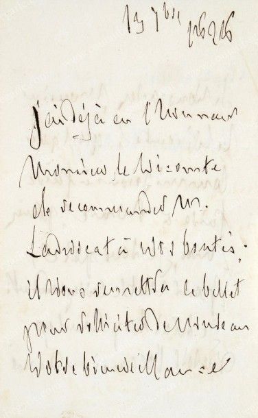 CHATEAUBRIAND François-René de (1768-1848) Lettre autographe signée Chateaubriand...