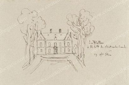 BEAUCHESNE Alcide, Vicomte de (1804-1873) Vue de La Battue, château de Chateaubriand....