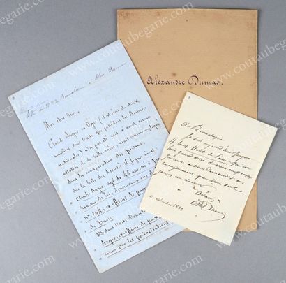 DUMAS Alexandre, père (1802-1870) Lettre autographe signée Alex Dumas, adressée au...