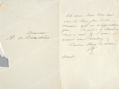 DUMAS Alexandre, père (1802-1870) Lettre autographe signée Al, adressée au Vicomte...