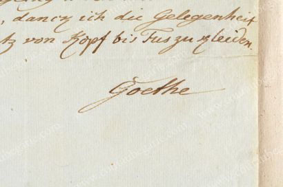 GOETHE Johann Wolfgang von (1794-1832) Pièce autographe de huit vers écrite et signée...