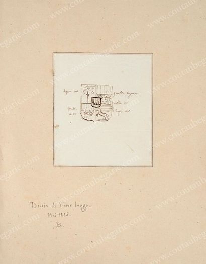 HUGO Victor (1802-1885) Dessin à l'encre brune fait par l'auteur, représentant un...