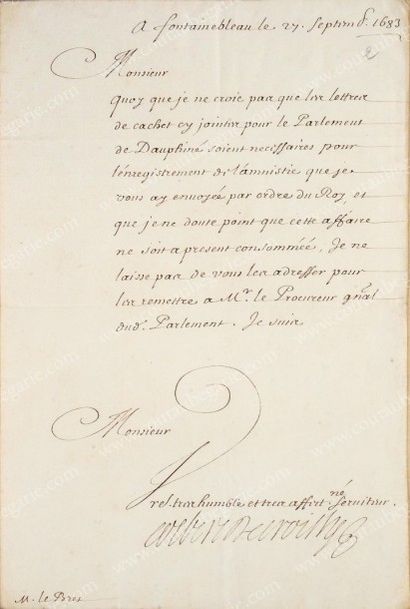 COLBERT de Croisy, Charles (1625-1696) Lettre autographe signée Colbert de Croisy,...