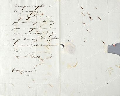 HUGO Victor (1802-1885) Lettre autographe signée Vic Hugo, adressée au Vicomte Alcide...
