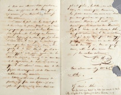 HUGO Victor (1802-1885) Lettre autographe signée Victor, adressée au Vicomte Alcide...