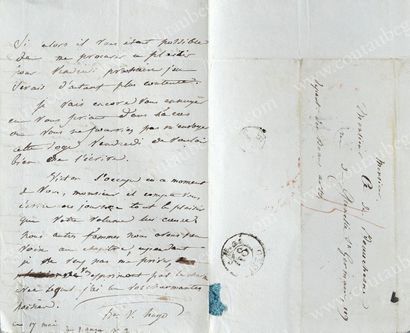 HUGO Victor (1802-1885) Lettre autographe signée Votre V. Hugo, adressée au Vicomte...