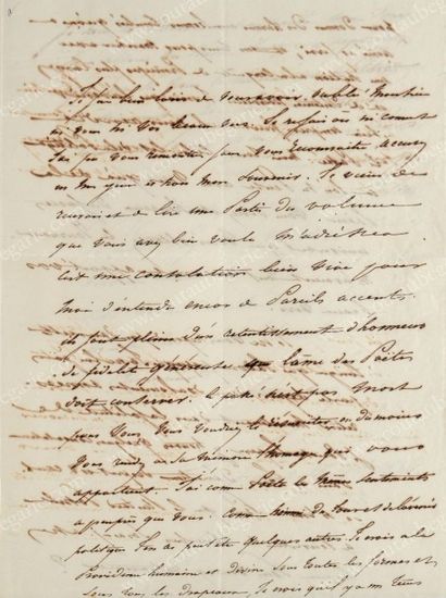 LAMARTINE Alphonse de (1790-1869) Lettre autographe signée Lamartine, adressée au...