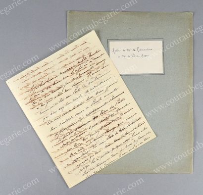 LAMARTINE Alphonse de (1790-1869) Lettre autographe signée Lamartine, adressée au...