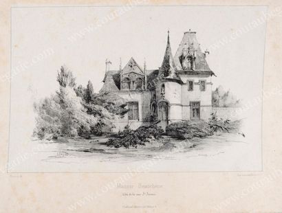 BEAUCHESNE Alcide, Vicomte de (1804-1873) Vue du Pavillon Saint James. Aquarelles,...