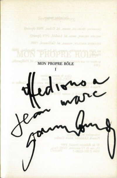 Gainsbourg, Serge Gainsbourg. Mon propre rôle, Textes 1958-1975. Editeur Denoël,...