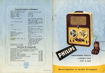 null L'ESCALE: Magnétophone portable Philips EL 3530 à bandes 19 pouces. Son mono...