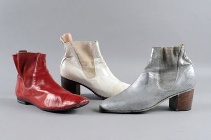 null Claude François. 3 bottines de scène (boots) en cuir et réalisées par Anello...