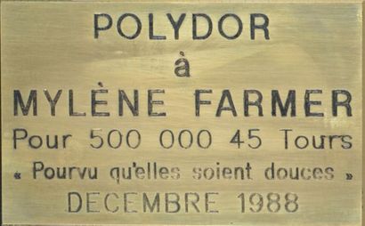 Farmer, Mylène Disque d'Or pour le titre «Pourvues qu'elles soient douces». Certifié...