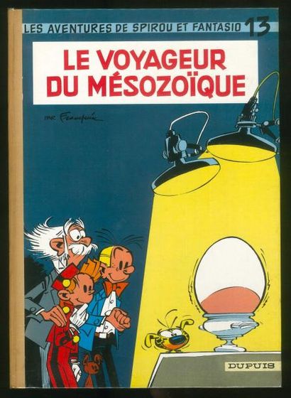 FRANQUIN SPIROU 13. Le voyageur du Mésozoïque. Edition originale au dos pincé crème....