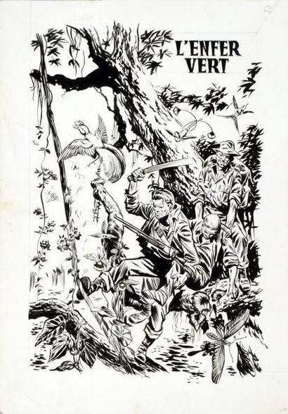 FUNCKEN, Fred L'enfer Vert. Illustration de couverture pour le journal Tintin daté...