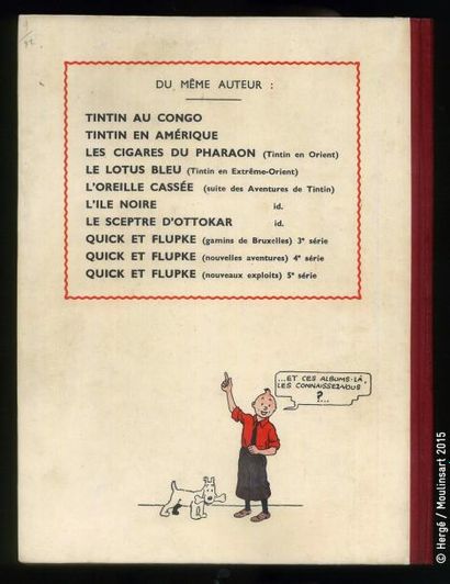HERGÉ TINTIN 09. Le Crabe aux pinces d'or. A13. 1941. Version gardes blanches avec...