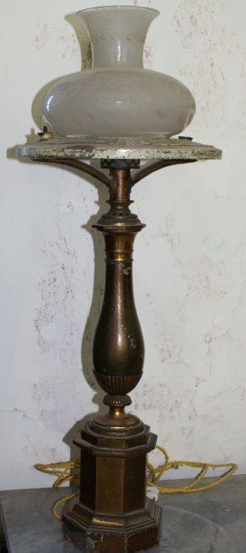 Paire de lampes à huile à mécanisme, XIXe...