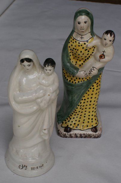 Nevers, XIXe siècle, Deux statues de Vierge...