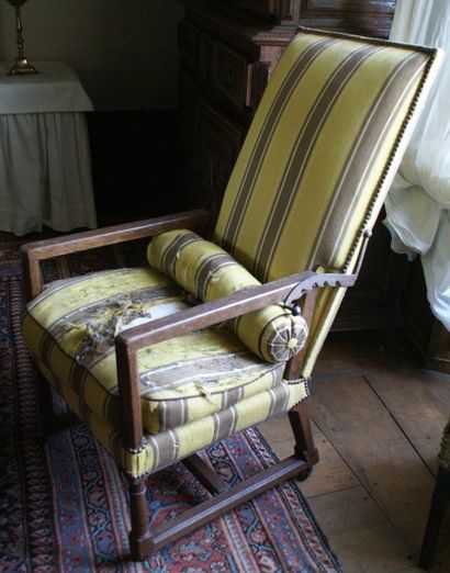 null Fauteuil de repos «Louis XIII », en chêne massif, à dossier à crémaillère, piètement...