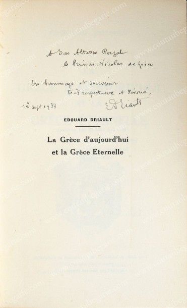 DRIAULT Edouard La Grèce d'aujourd'hui et la Grèce éternelle, Editions Eugène Figuière,...