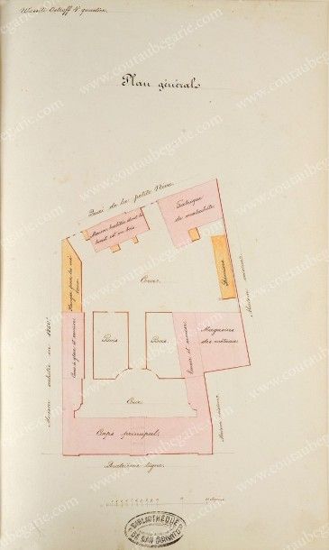 [DEMIDOFF Anatole] Plans de la Maison du comptoir du Prince Anatole Demidoff à Saint-Pétersbourg,...
