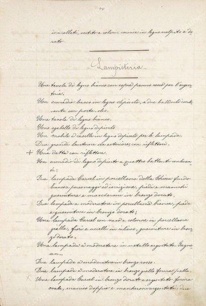 [PRATOLINO] Inventario generale di Pratolino, reliure papier, texte manuscrit, datant...